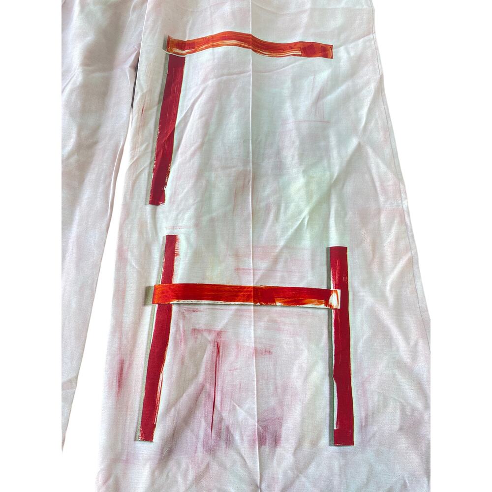 AKRIS Ohayo Floretta Wide Leg Trousers Dress Pants Abstract Calligraphy Printed - Picture 9 of 15